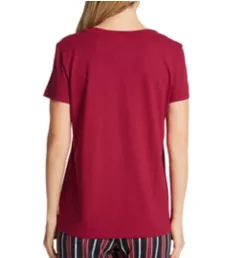 Sleep & Lounge Short Sleeve V-Neck Shirt Burgundy S