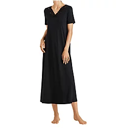 Moments Short Sleeve Long Gown Black XS