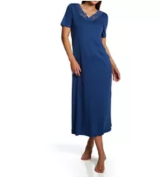 Moments Short Sleeve Long Gown True Navy XS