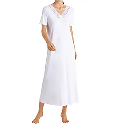 Moments Short Sleeve Long Gown White XS