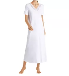 Moments Short Sleeve Long Gown White XS