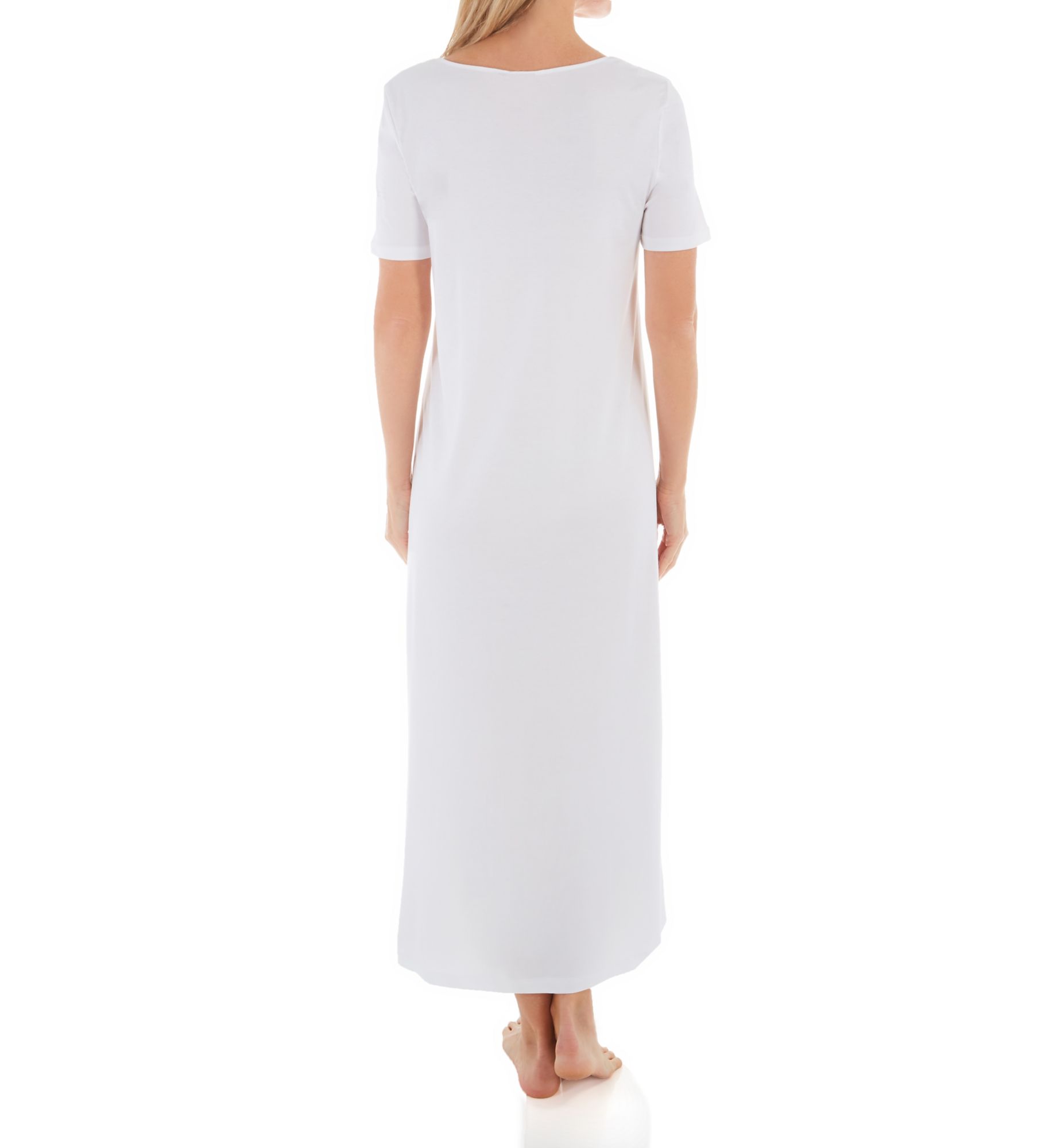 Hanro Moments Short Sleeve Long Gown White L  - Image 2