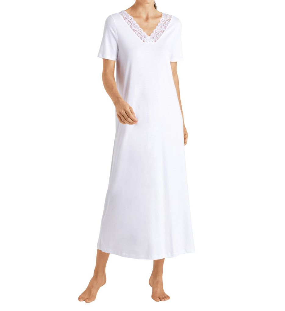 Hanro Deluxe Short Sleeve Round Neck Cotton Nightgown