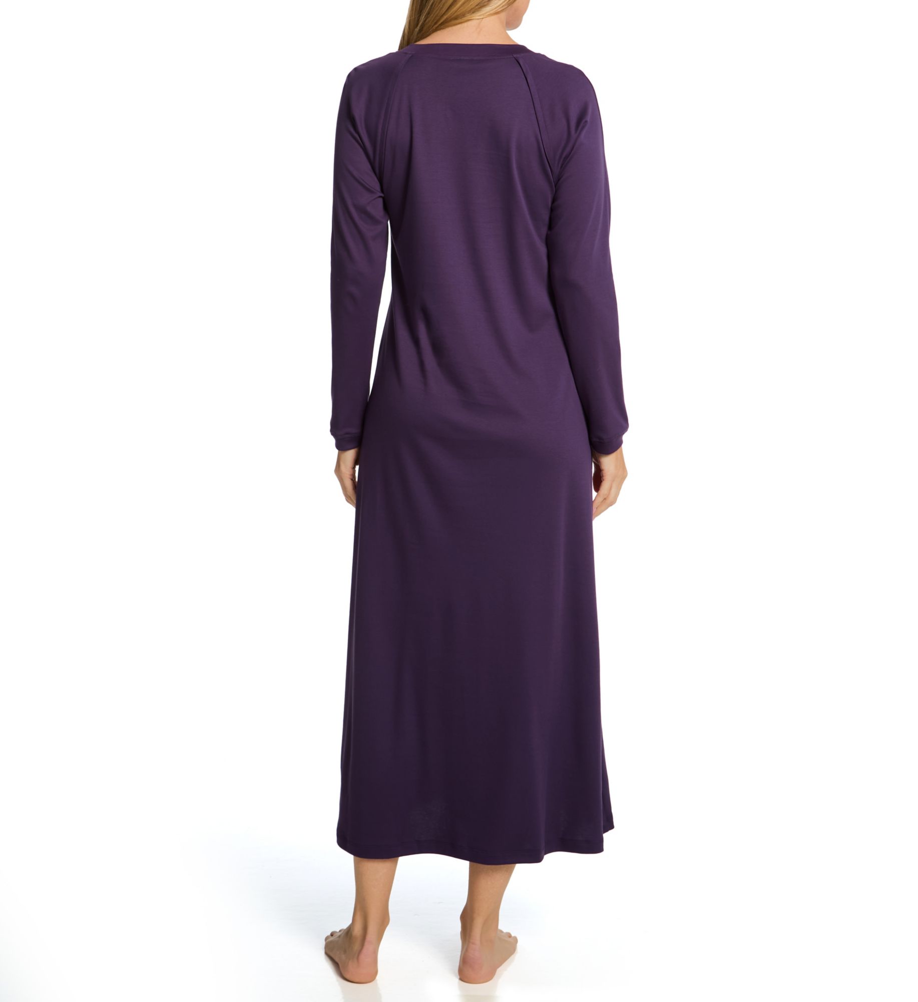 Hanro Pure Essence Long Sleeve Long Gown Amethyst XS  - Image 2