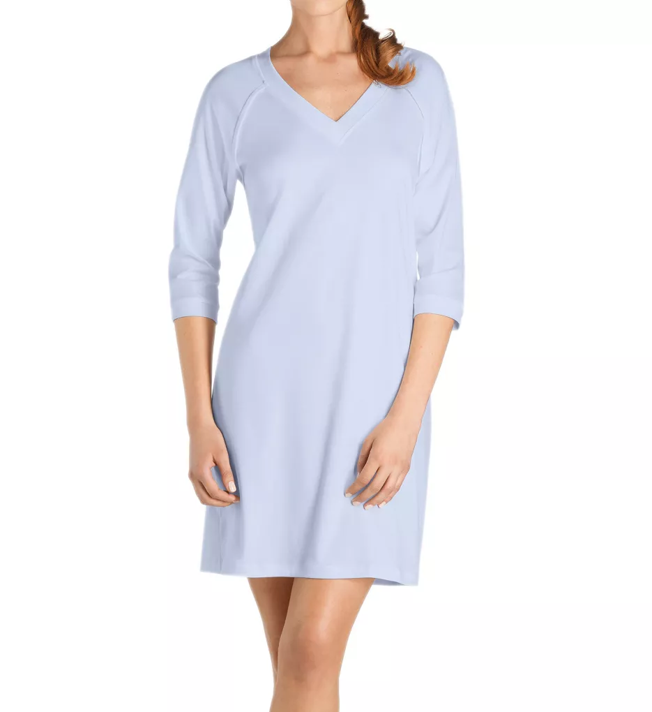 Pure Essence 3/4 Sleeve V Neck Sleep Gown Blue Glow XS