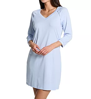 Pure Essence 3/4 Sleeve V Neck Sleep Gown Blue Glow XS