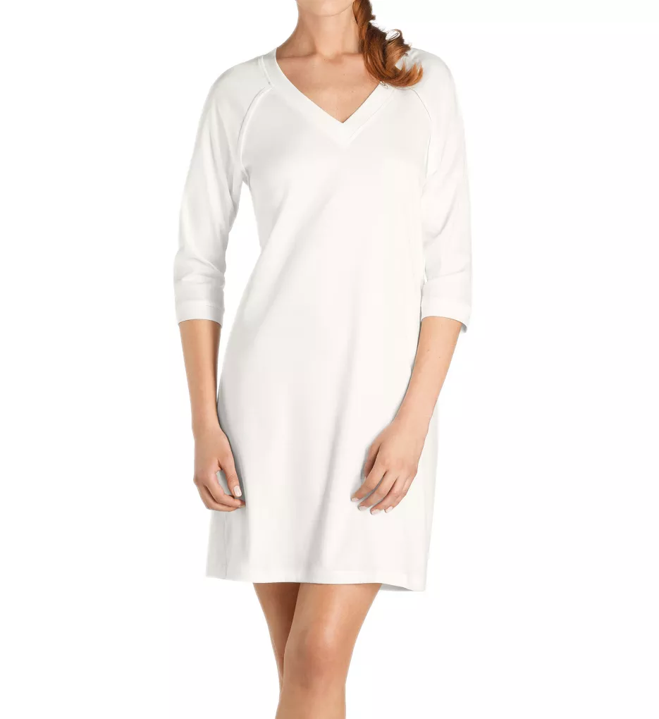 Pure Essence 3/4 Sleeve V Neck Sleep Gown Off White XS