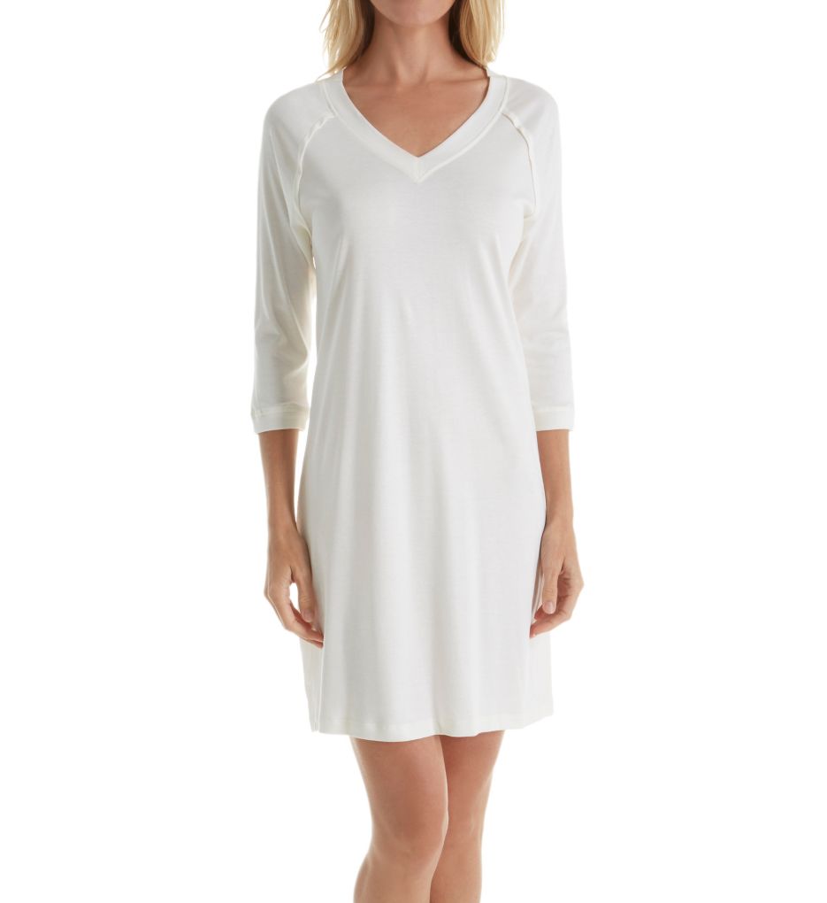 Hanro Pure Essence 3/4 Sleeve V Neck Sleep Gown 77948 - Image 1
