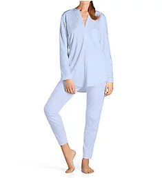 Pure Essence Long Sleeve Button Front Pajama Blue Glow XS
