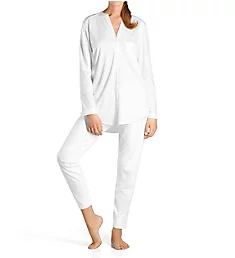 Pure Essence Long Sleeve Button Front Pajama Off White XS