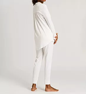 Pure Essence Long Sleeve Button Front Pajama Off White S