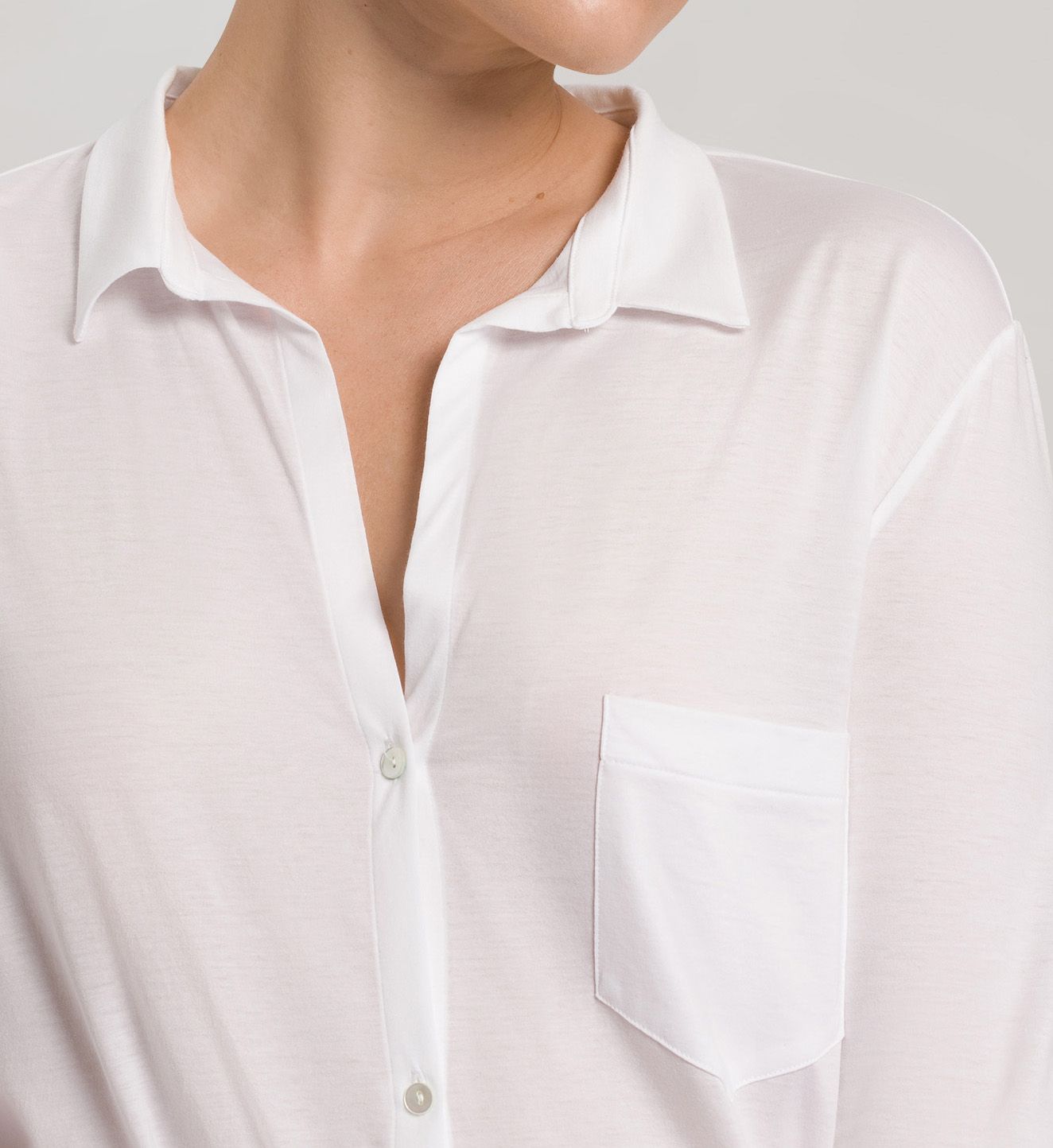 Hanro Cotton Deluxe Long Sleeve Boyfriend Sleepshirt 77958 - Image 3