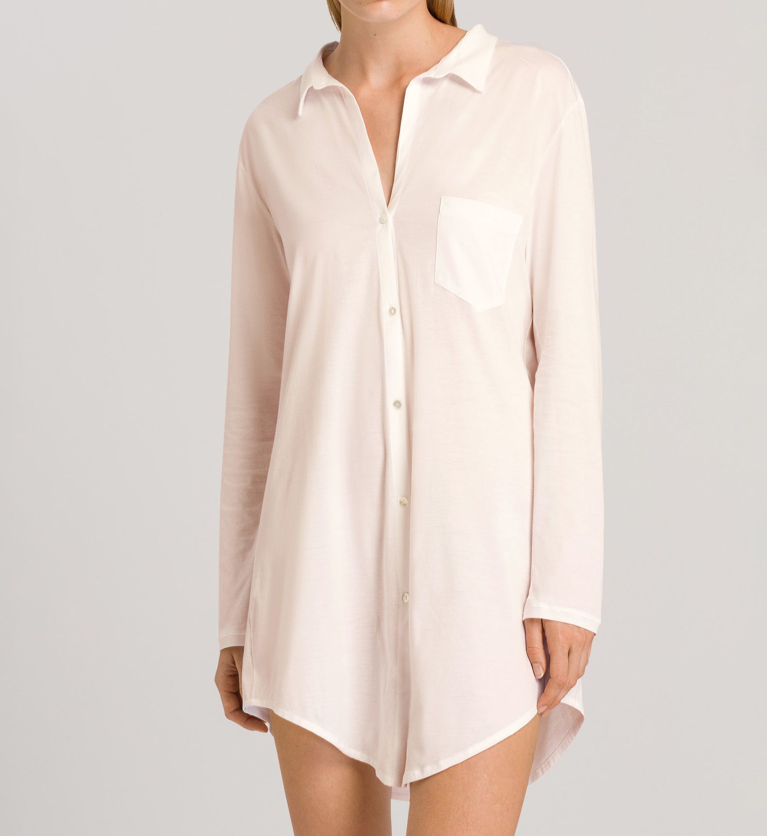 Hanro Cotton Deluxe Long Sleeve Boyfriend Sleepshirt 77958 - Image 1