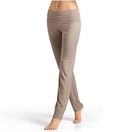 Yoga Fold Over Waist Lounge Pants Taupe Grey XL