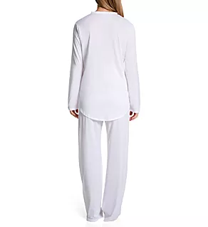Cotton Deluxe Button Front Pajama Set White XS