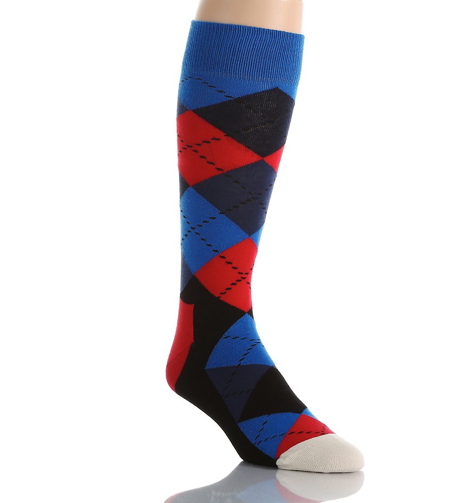 Happy Socks AR01-067 Combed Cotton Argyle Crew Sock (Blue Combo 10-13)