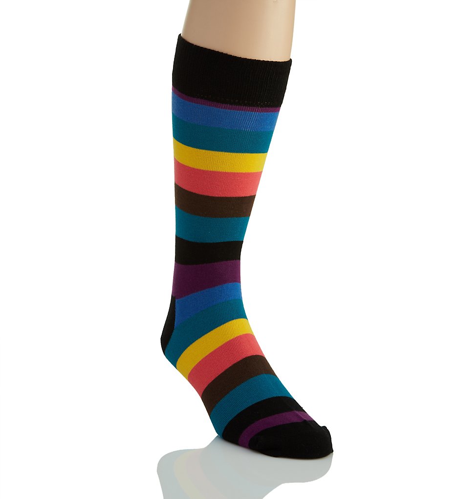Happy Socks STR016003 Stripe Combed Cotton Crew Sock (Multi 10-13)