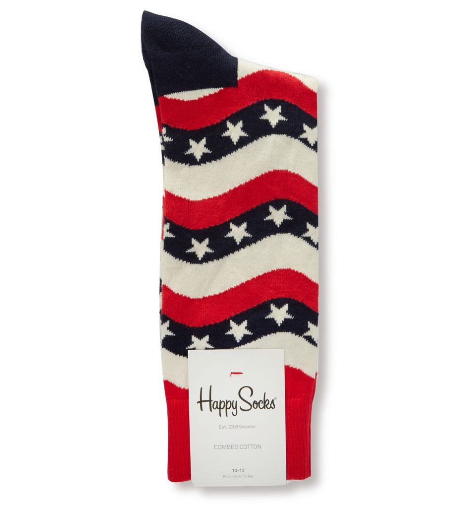 Wavy Stripe Combed Cotton Crew Sock-fs