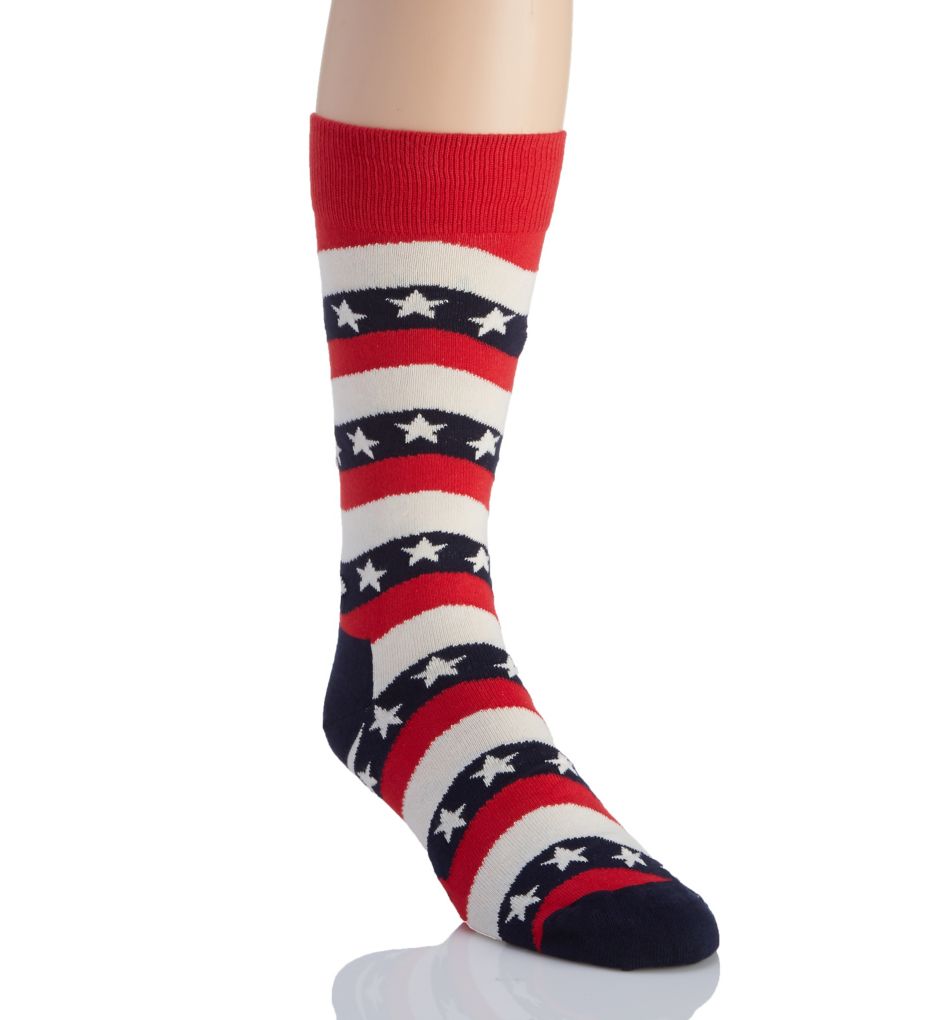 Wavy Stripe Combed Cotton Crew Sock-gs