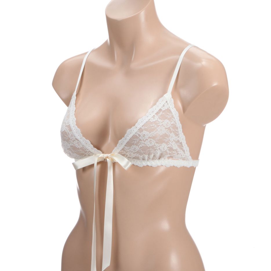 Peek-a-Boo Lace Front Tie Bralette Light Ivory