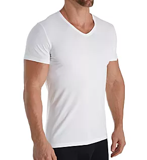 Classic Cotton Blend V-Neck T-Shirt White 2XL