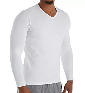 Classic Long Sleeve V-Neck T-Shirt White L