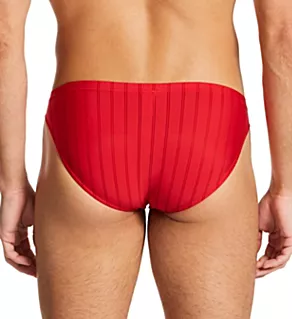 Chic Sheer Striped Micro Brief RED M