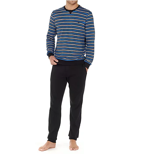 HOM Don Long Sleeve Striped Sleepwear Pant Set Multicolor Stripes XL 