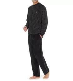 Norman Velvet Lounge Jogging Suit Set Black/White Stripes S