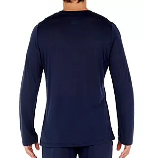 Cocooning Soft Modal Long Sleeve V-Neck T-Shirt Navy S