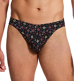 Menorca Abstract Floral Comfort Micro Brief Black M