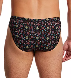 Menorca Abstract Floral Comfort Micro Brief Black M