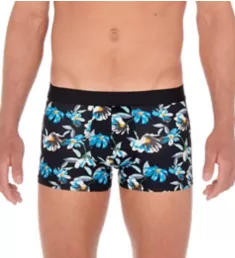 Eden Roc Silky Floral Print Trunks Black Print M