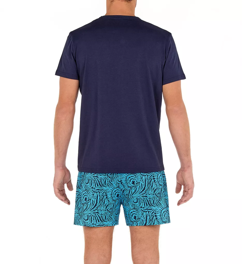 Heliopolis 100% Cotton Pajama Short Set Turquoise Print M