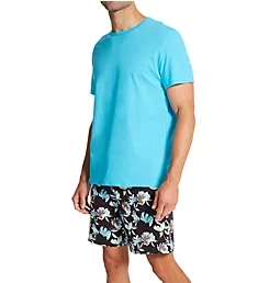 Eden Roc 100% Cotton Pajama Short Set Turquoise M