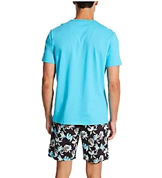 Eden Roc 100% Cotton Pajama Short Set Turquoise M