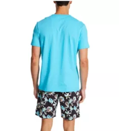 Eden Roc 100% Cotton Pajama Short Set Turquoise M