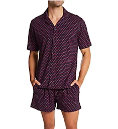 Giens 100% Cotton Pajama Short Set Navy Print 2XL