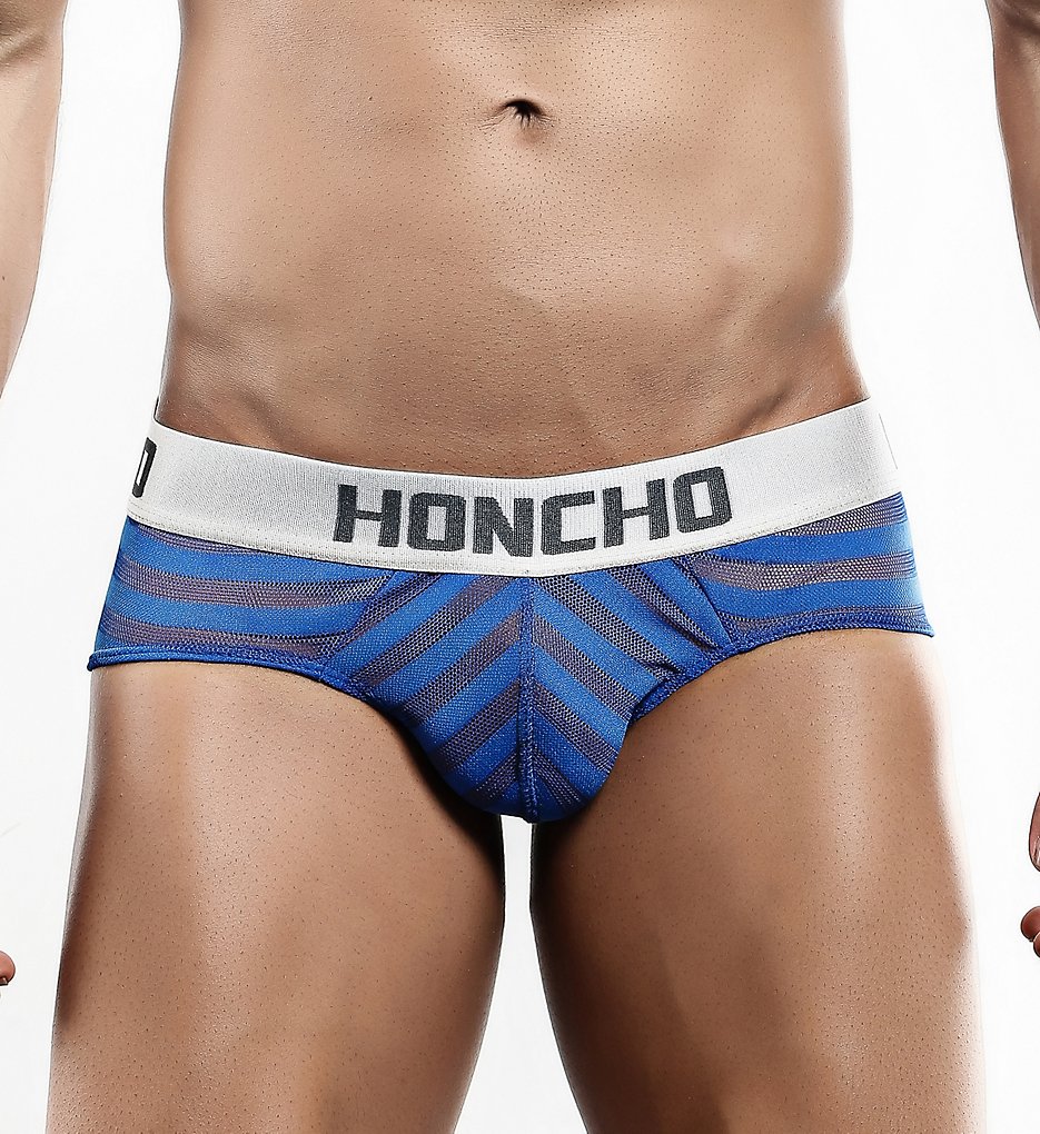 Honcho HOJ002 Mesh Striped Bikini Briefs (Royal Blue)