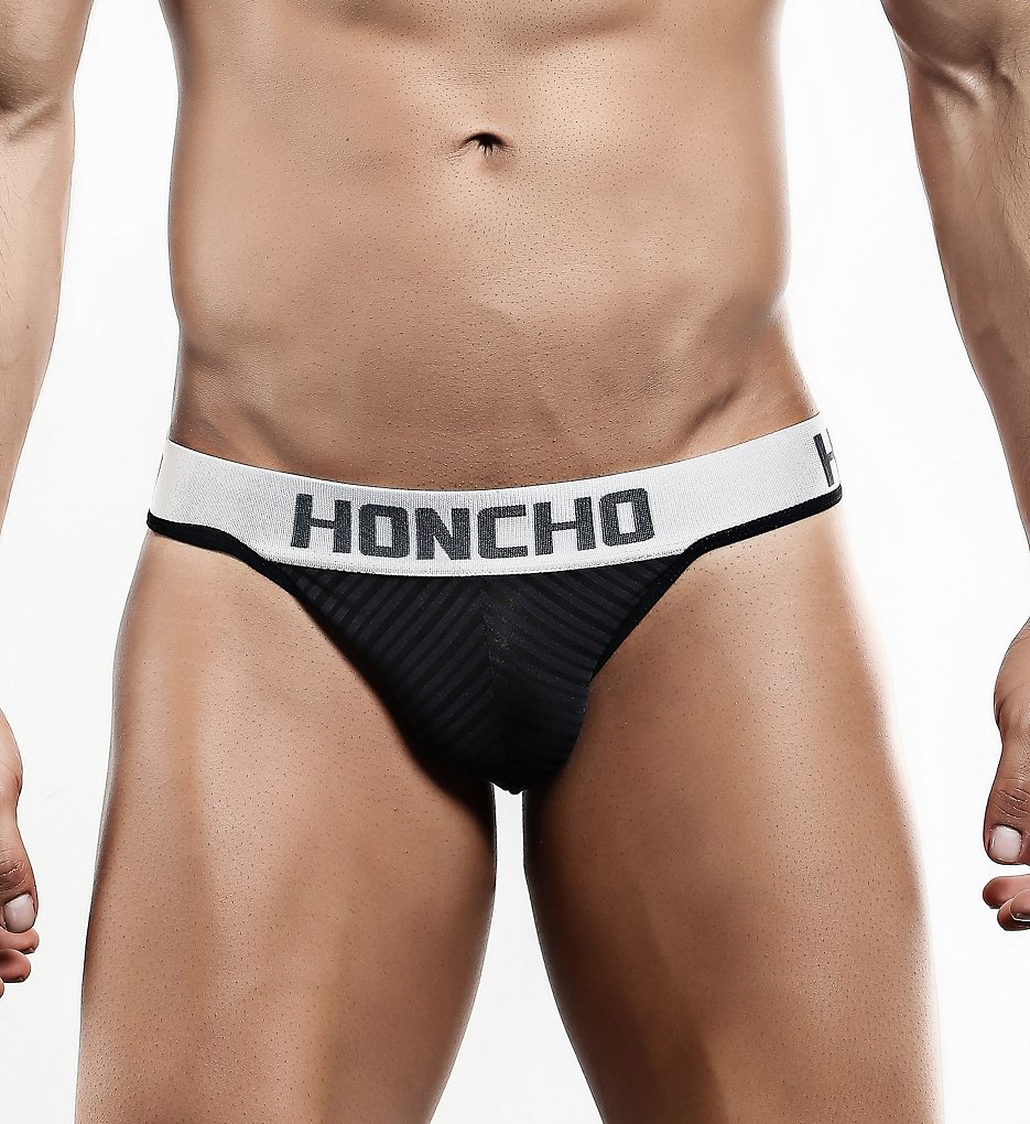 Honcho HOK003 Striped Slip Thong (Black)