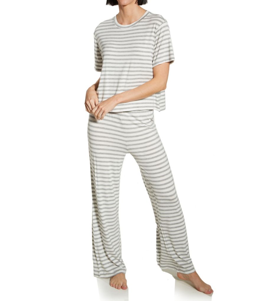 All American Jersey PJ Set Ivory Stripe L by honeydew