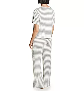 All American Jersey PJ Set Ivory Stripe L
