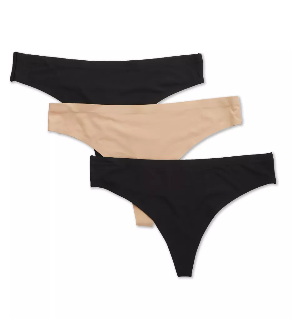 Skinz Thong Panty - 3 Pack Black/Nude/Black M