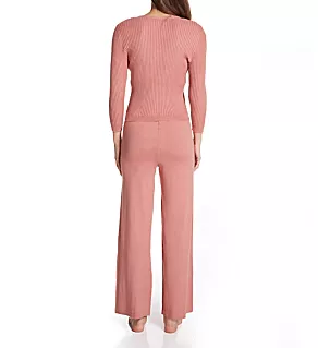 Stay Inside LS Rib Knit Lounge Set Tea Rose M