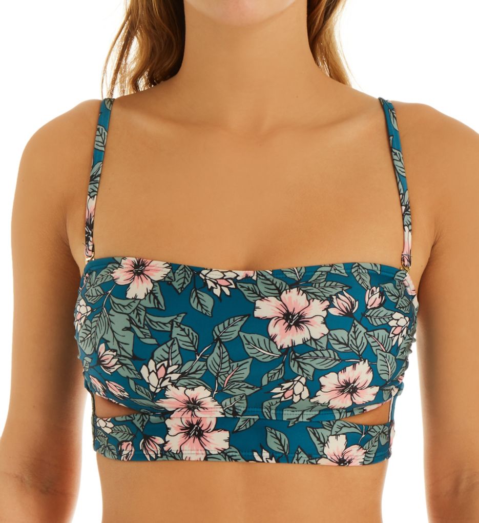 Floral Fest Longline Bandeau Bikini Swim Top-fs