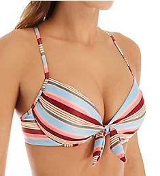Love Stripe Push Up Underwire Bikini Swim Top Multi S