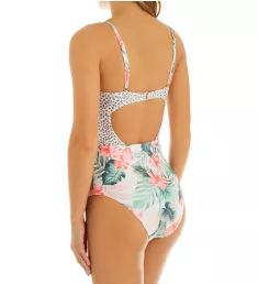 Wild Flower Monokini One Piece Swimsuit White Floral S