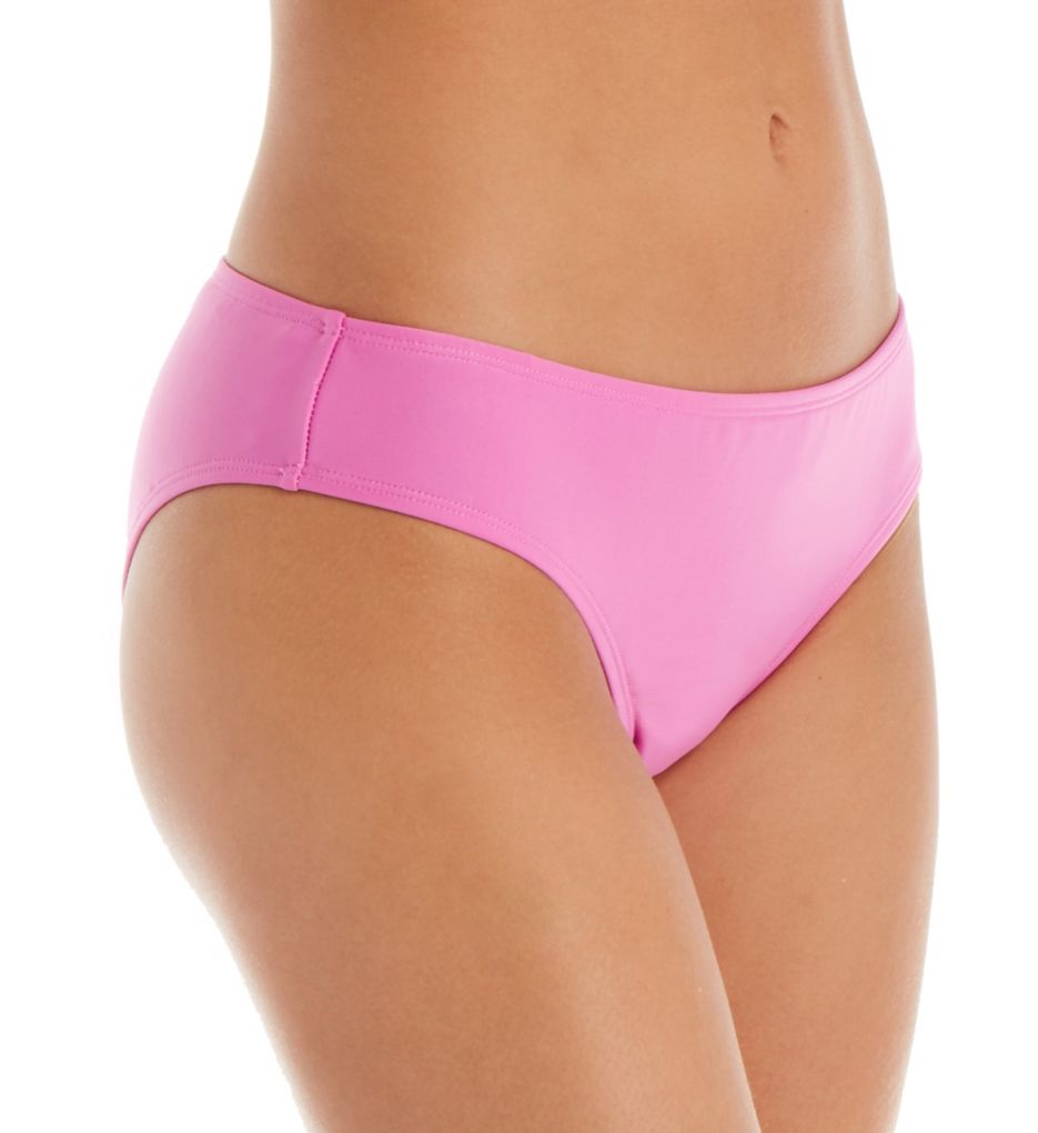 Solids Shirred Wide Cheeky Hipster Swim Bottom Thistle S by Hot Water