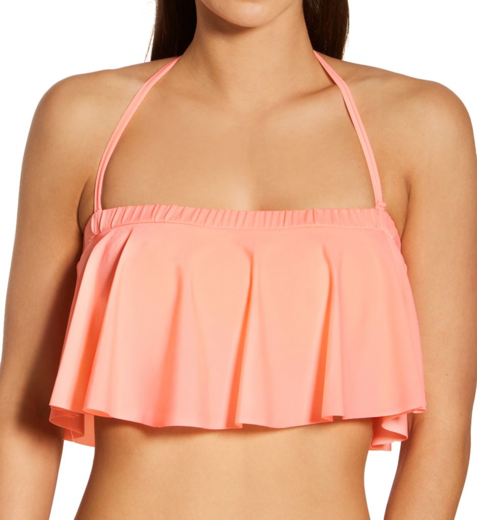 Solids Flounce Bandeau Swim Top-fs