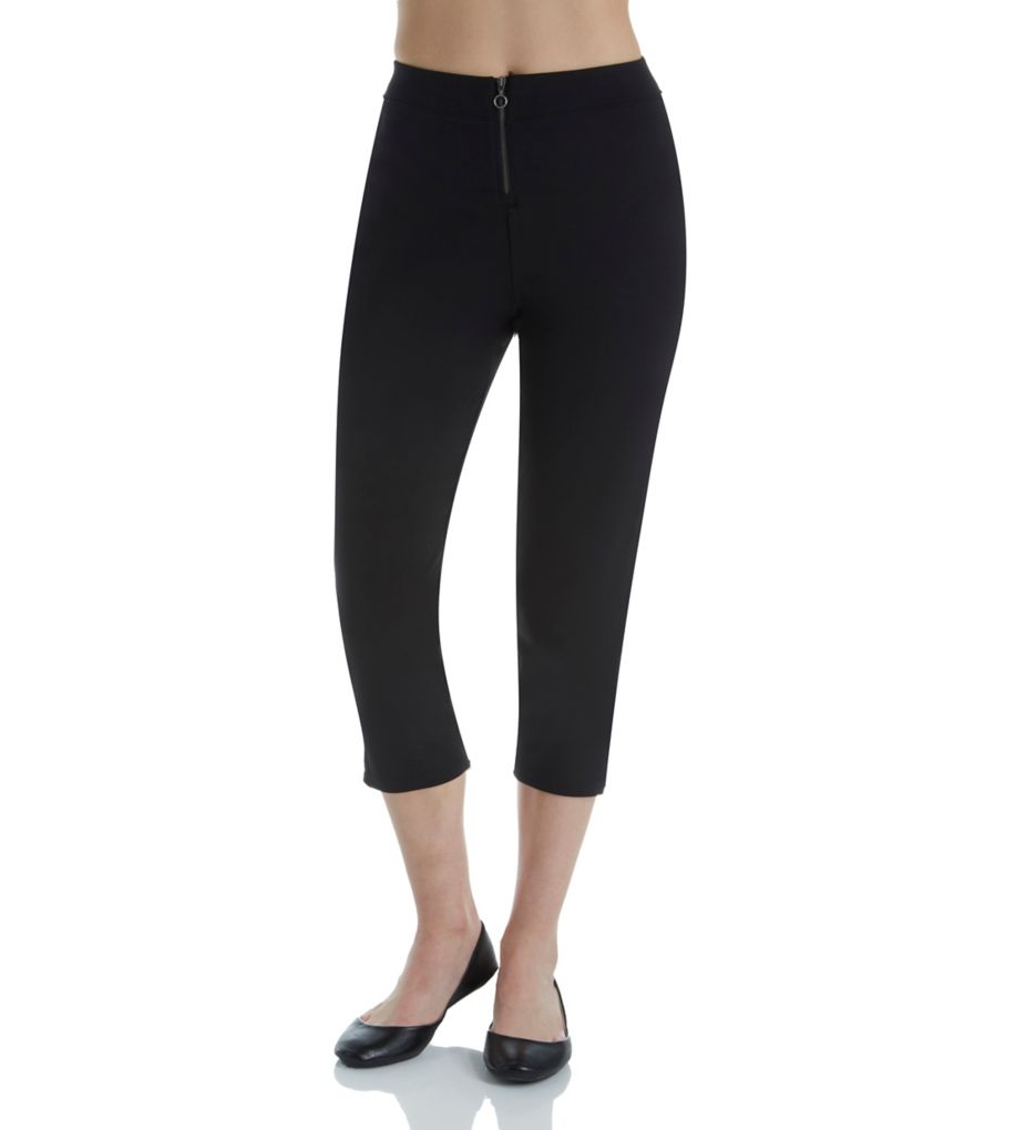 Crepe Zippered High Waist Capri-fs